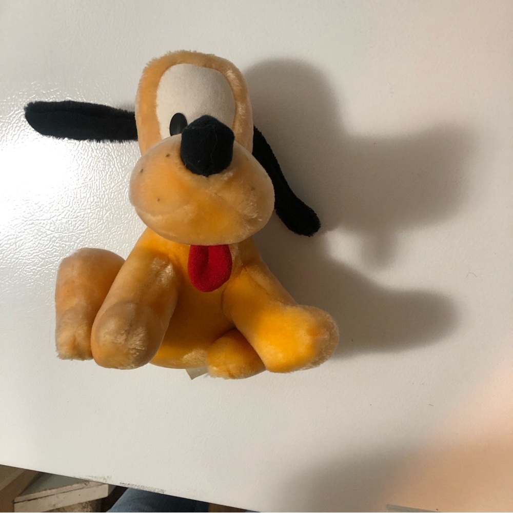 Vintage Disney Store Pluto Plush Stuffed Toy Dog Made in Korea Red Collar Tongue - Picture 5 of 10